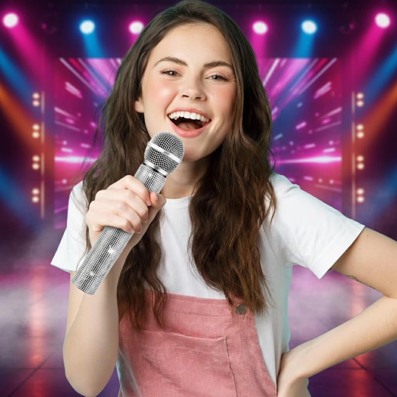 KH866 Rhinestone Microphone Sleeve – Sparkly Bling Crystal Mic Handle Cover, Fits Most Wireless Universal Mics, Decorative Glitter Bedazzled Protector for Disco Stage, TV Shows, Tours (Mic Not Included) - Image 5